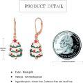 wholesale 925 Sterling Silver Christmas Tree Dangle Earrings with Red Stars and Green Leaves for Women-0-5