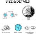 wholesale 925 Sterling Silver Turquoise Celestial Stud Earrings - Blue Stone Earings for Women Gifts-0-5