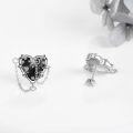 wholesale 925 Sterling Silver Gothic Black Enamel Witch's Heart Stud Chain Earrings-0-4