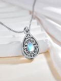 wholesale 925 Sterling Silver Moonstone Teardrop Urn Pendant Necklace Always In My Heart Memorial Keepsake-0-1