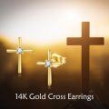 wholesale 14k Yellow Gold Diamond Cross Stud Earrings for Women - Religious s-0-1