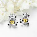 wholesale 925 Sterling Silver Heart Cow Animal Stud Earrings-0-1