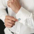 wholesale 925 Sterling Silver Moonstone Round Shape Studs Cufflinks for Men Formal Wear Accessories Gift Set-0-4
