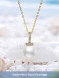 TOUPOP 14k Gold Freshwater Pearl Necklace with Bow/Heart/Dolphin Pendant-0-1