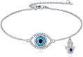 wholesale 925 Sterling Silver Blue Evil Eye Hamsa Hand Charm Bracelet Protection s for Women-0-0