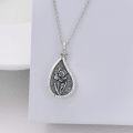 wholesale 925 Sterling Silver Birth Flower Teardrop Urn Necklace for Ashes Memorial Jewelry-0-3