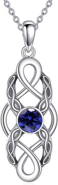 wholesale 925 Sterling Silver Celtic Knot Birthstone Pendant Necklace-September