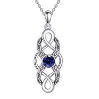 wholesale 925 Sterling Silver Celtic Knot Birthstone Pendant Necklace-September