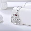wholesale 925 Sterling Silver Heart Skull Pendant Necklace with Red Crystal and Engraved Message I Love You to the Moon - Gothic Halloween Jewelry for Women-0-1