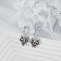 wholesale 925 Sterling Silver Wolf Head Red Eyes Huggie Hoop Earrings for Men & Women-0-3