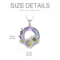 TOUPOP Sterling Silver Stone Animal Necklace: Butterfly Cat Dog Bee Elephant Rabbit Penguin Horse Snake Phoenix Gift (Bee Flower)-0-3