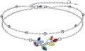 wholesale 925 Sterling Silver Rainbow Gemstone Ankle Anklet with 7 Chakras Design-0-0