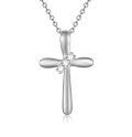 wholesale 10K White Gold Natural Diamond Cross Pendant Necklace for Women 16 Chain-0-0