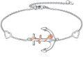 wholesale 925 Sterling Silver Heart & Rose Anchor Charm Anklet - Nautical s for Women and Girls-0-0