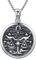 wholesale 925 Sterling Silver Libra Zodiac Sign Constellation Pendant Necklaces for Men Women Astrology Gifts-0-0