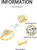 wholesale 14K Gold Plated 925 Sterling Silver 5mm Round Cubic Zirconia Women s Rings-0-3