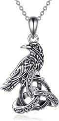 wholesale 925 Sterling Silver Celtic Raven Pendant Necklaces for Women Men Gothic s 45cm Chain Length-0-0