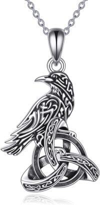 wholesale 925 Sterling Silver Celtic Raven Pendant Necklaces for Women Men Gothic s 45cm Chain Length-crow
