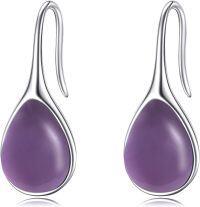 wholesale Sterling Silver Threader Earrings Long Dangle Piercing Jewelry for Women-Amethyst pull through earrings