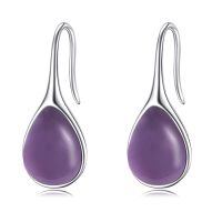 wholesale 925 Sterling Silver Turquoise Teardrop Threader Earrings for Women - Long Dangle Pierced Jewelry-Amethyst pull through earrings