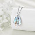 wholesale 925 Sterling Silver Teardrop Giraffes Pendant Necklace with Blue Background and Black Spots-0-2