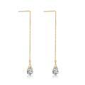 wholesale 925 Sterling Silver CZ Teardrop Chain Threader Drop Dangle Earrings for Women Girls-0-0