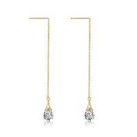 wholesale 925 Sterling Silver CZ Teardrop Chain Threader Drop Dangle Earrings for Women Girls-B-Gold Plated teardrop earrings