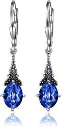 wholesale Sterling Silver Austrian Crystal Vintage Drop Dangle Leverback Earrings-0-32