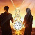 wholesale 14K Gold White Diamond Infinity Love Knot Pendant Necklace for Women and Couples-0-1