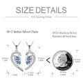 wholesale 925 Sterling Silver Blue Butterfly Best Friend Heart Pendant Necklaces With Cubic Zirconia-0-3