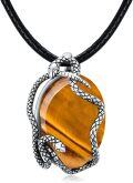 wholesale  Sterling Silver Natural Stone Snake Necklace for Women s Energy Balance -0-6