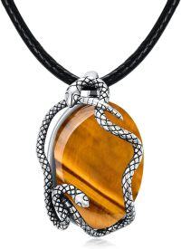 wholesale  Sterling Silver Natural Stone Snake Necklace for Women s Energy Balance -Tigers Eye