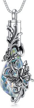 wholesale 925 Sterling Silver Crystal Butterfly Cremation Pendant Necklace for Ashes Memory Keepsake Jewelry-0-0