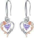 wholesale TOUPOP Alexandrite June Birthstone Earrings Sterling Silver Rose Heart Alexandrite Earrings Heart Butterfly Earrings Jewelry Anniversary Birthday Christmas Gifts For Women Her Wife Girlfriend Mom -0-0