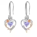 TOUPOP Sterling Silver Alexandrite Heart Butterfly Earrings-0-0