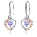 TOUPOP Sterling Silver Alexandrite Heart Butterfly Earrings-0-0