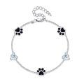 wholesale 925 Sterling Silver Paw Print Bracelet With Heart-shaped Crystals-0-0