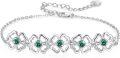 wholesale 925 Sterling Silver Green Crystal Flower Bracelet for Women-0-0