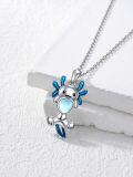wholesale 925 Sterling Silver Blue Moonstone Heart Dog Pendant Necklace for Women and Moms-0-2
