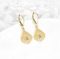 wholesale 14K Gold eardrop Lotus Flower Drop Earrings with CZ Stones-0-4