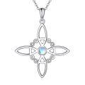wholesale 925 Sterling Silver Celtic Cross Moonstone Pendant Necklace Platinum Plated For Women-0-0