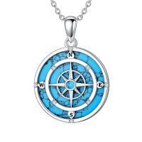 wholesale 925 Sterling Silver Turquoise Compass Pendant With Crystals-Style 2