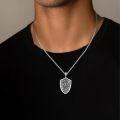 wholesale 925 Sterling Silver Archangel Michael Shield Pendant Necklace for Men Women  47mm x 38mm-0-3