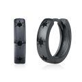 wholesale 925 Sterling Silver Gun Black Plated North Star Black Stone Hoop Earrings-0-0
