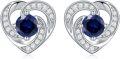 wholesale 925 Sterling Silver Birthstone Heart Stud Earrings Jewelry Gifts for Women-0-24