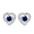 wholesale 925 Sterling Silver Birthstone Heart Stud Earrings Jewelry Gifts for Women-0-24