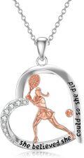 wholesale 925 Sterling Silver Tennis Player Sports Theme Necklace for Women-0-0