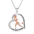 wholesale 925 Sterling Silver Tennis Player Heart Pendant Necklace She Believed She Could So She Did-0-0