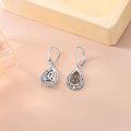 wholesale 925 Sterling Silver Teardrop Triquetra Drop Dangle Earrings Witchcraft Celtic Knots Protection  for Women Girls-0-2
