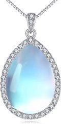 wholesale Sterling Silver Moonstone Filigree Teardrop Pendant Necklace for Women-0-30
